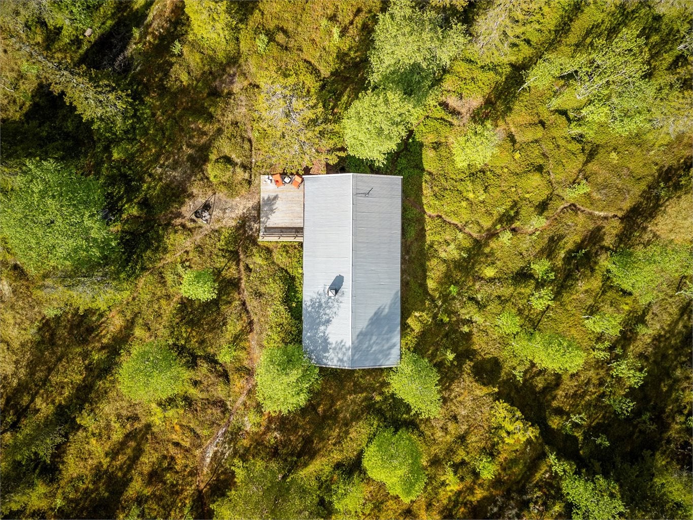 Dronefoto av tomten.