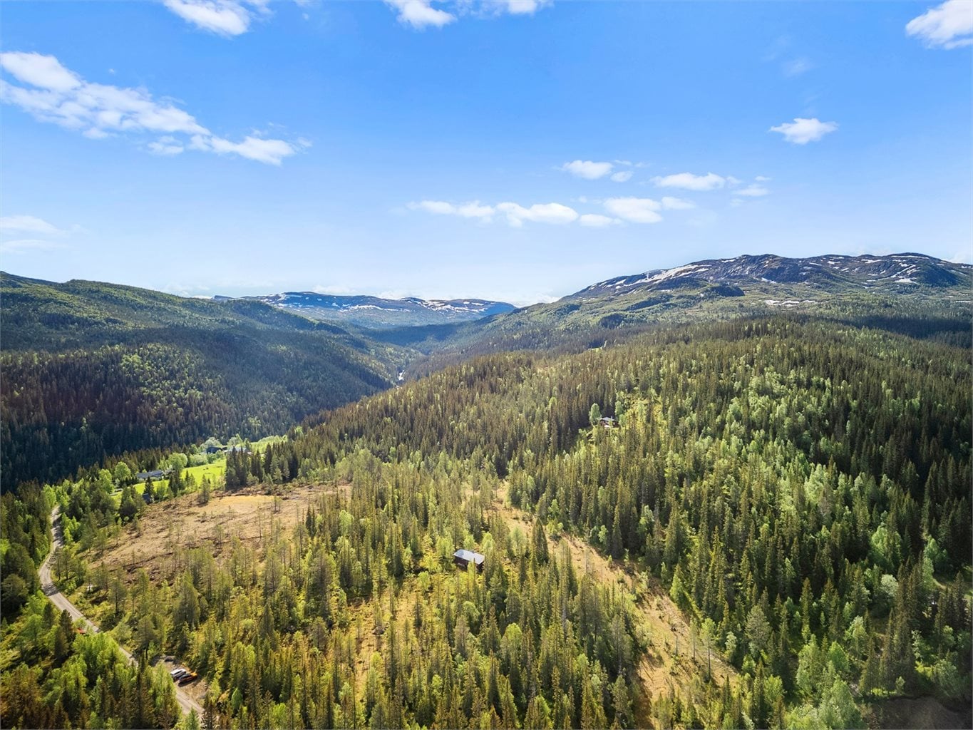 Felles parkeringsplass ca. 150 meter fra hytten, sommer som vinter.