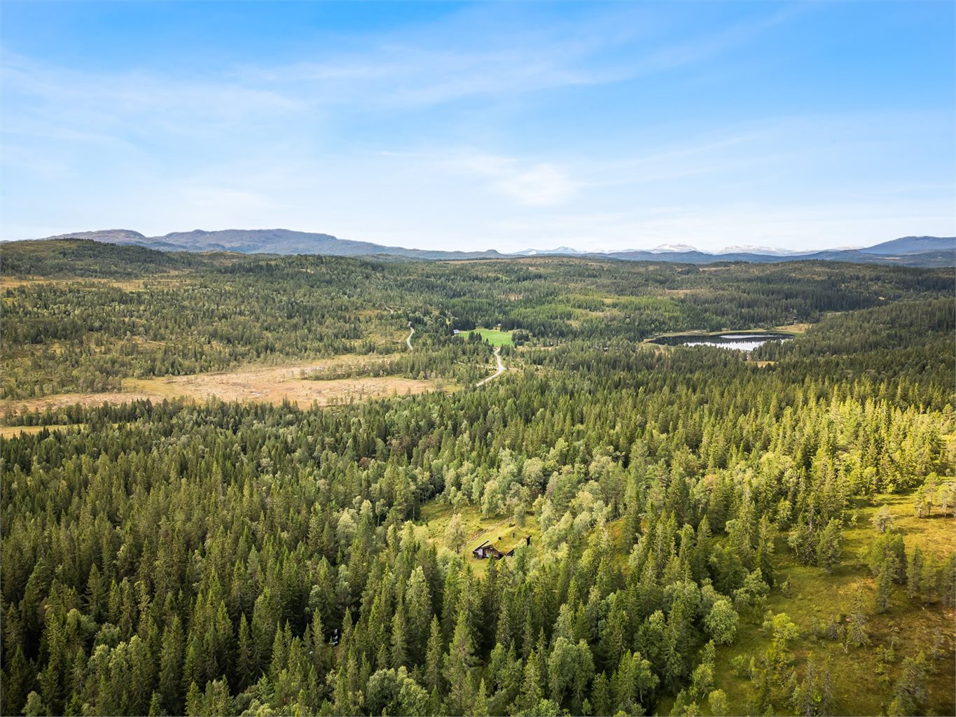 Bilvei helt frem på sommers tid og parkering på felles parkeringsplass på vinters tid. 
