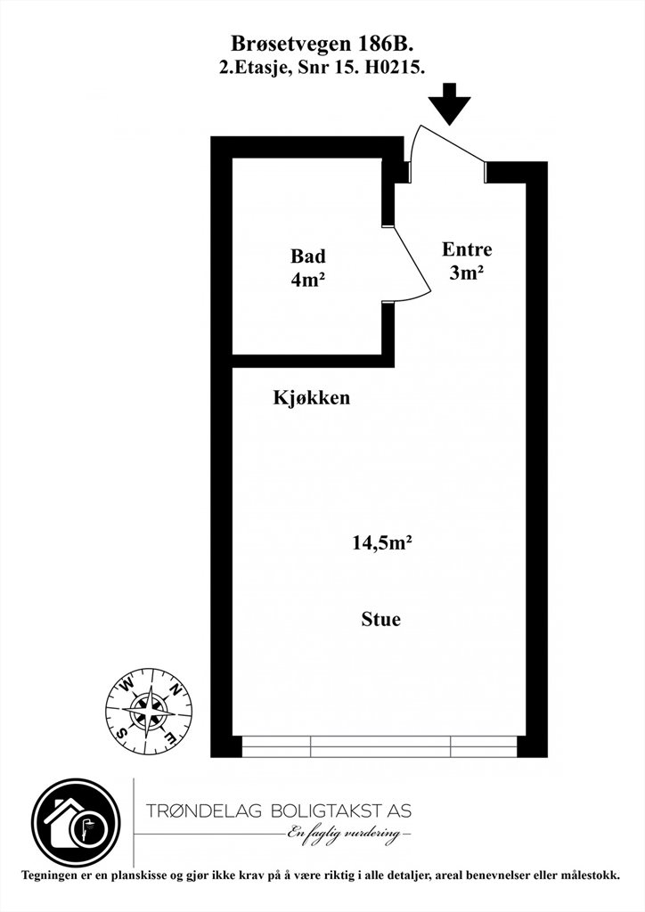 Planskisse for leiligheten i 2.etasje.