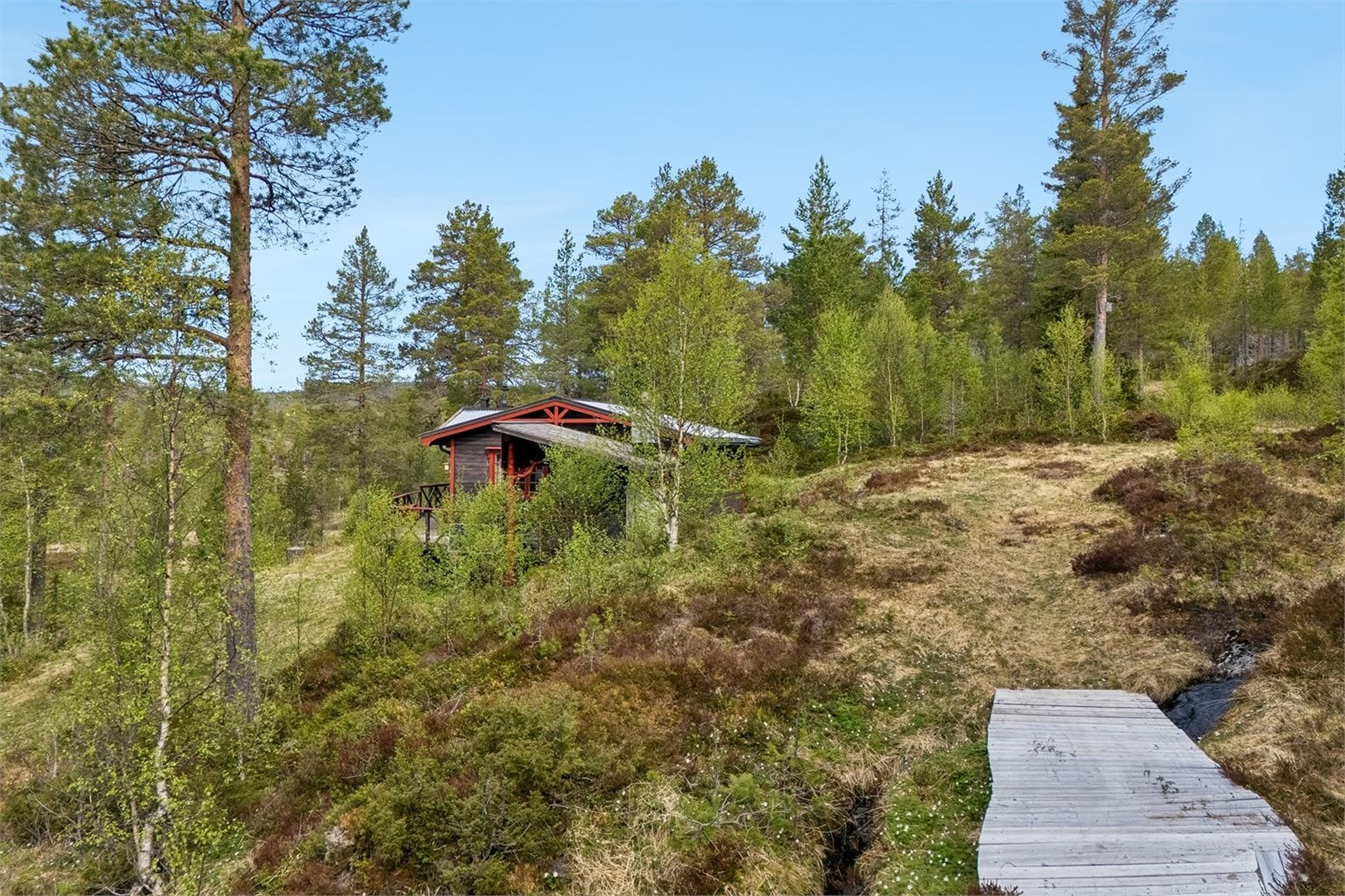 Det går sti hele veien fra parkeringen og frem til hytta