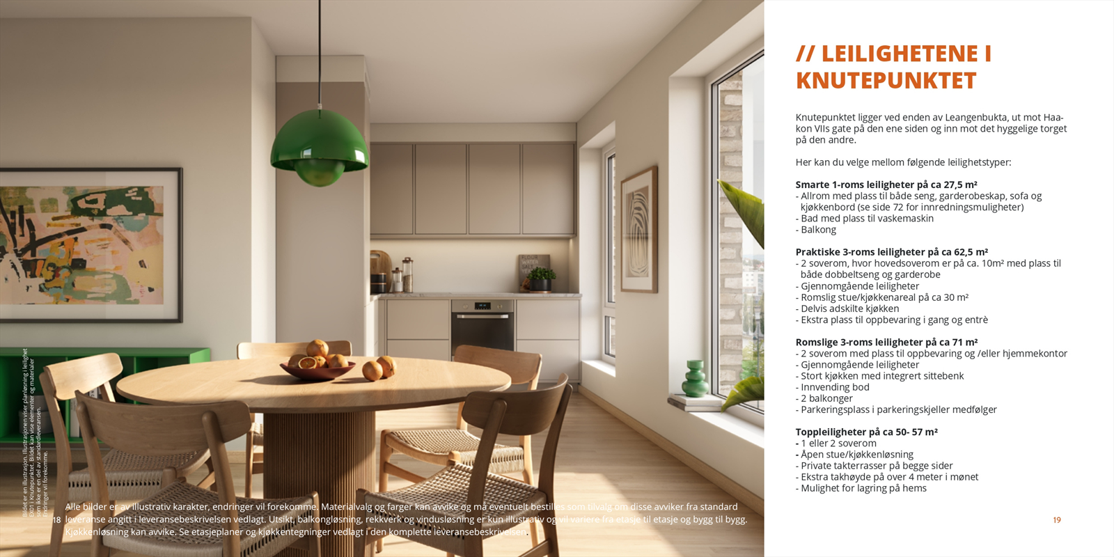 Knutepunktet ligger ved enden av Leangenbukta. Her får du en smart 1-roms leilighet med plass til både seng, garderobe, sofa og kjøkkenbord. (illustrasjonsbilde)